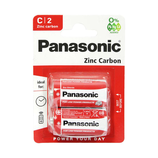 Panasonic Zinc Carbon C 1.5V Electronic Batteries - Pack of 2