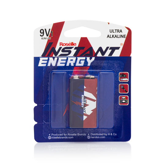 Roselle Instant Energy 9V Battery 6LR61/9V - Ultra Alkaline (Single Pack)