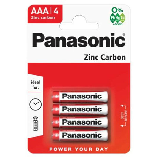 Panasonic AAA Zinc Carbon R6 - 1.5 V Batteries MN2400 (Pack of 4)