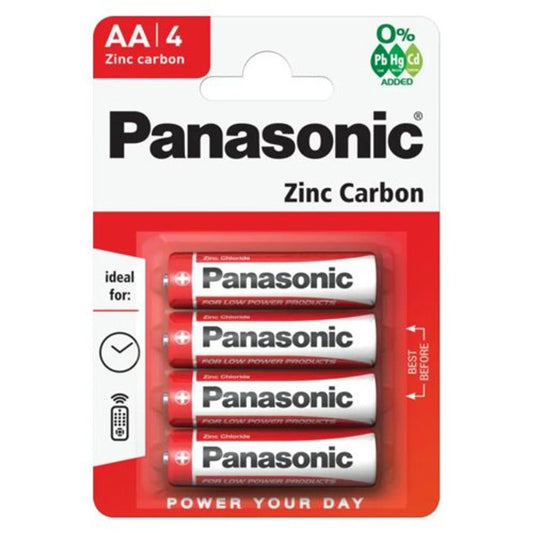 Panasonic AA Zinc Carbon R6 - 1.5 V Batteries MN1500 (Pack of 4)