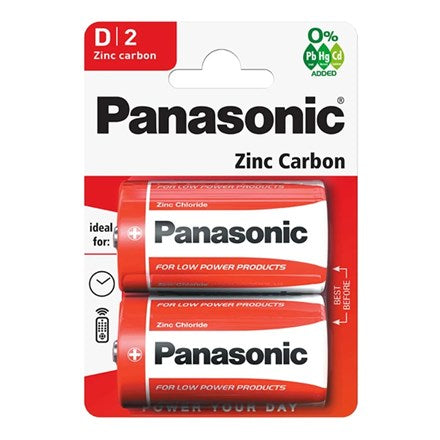 Panasonic Zinc Carbon D R20 1.5V Battery MN1300 - Pack of 2