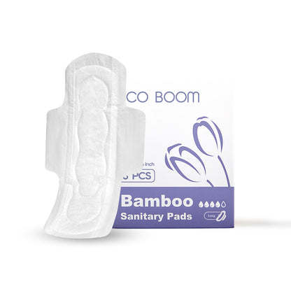 ECO BOOM Biodegradable Bamboo Sanitary Pads, 290mm - Long Size (Pack of 8)