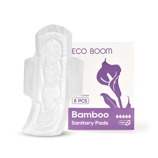 8 x ECO BOOM Biodegradable Sanitary Pad (360mm) - Night Use, Extra Heavy Flow