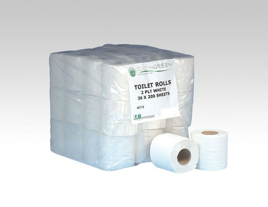 Recycled Toilet Rolls 2-ply white perforated tissue - 320 sheets per roll