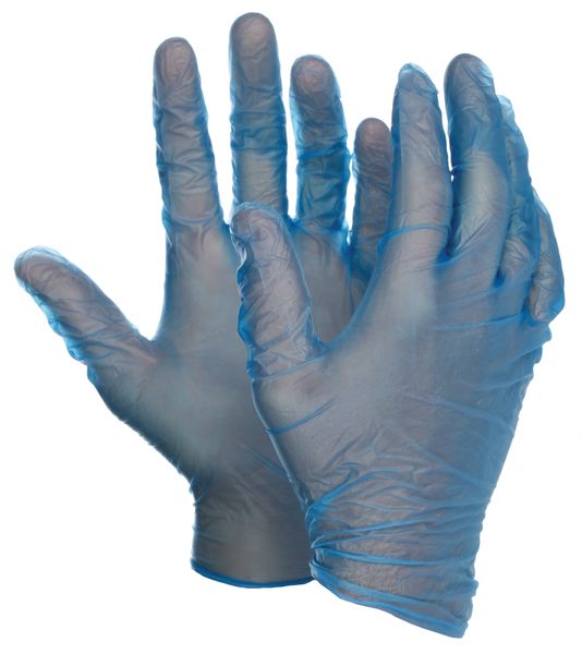 Bodyguards 4 Blue Vinyl Disposable Gloves L Size