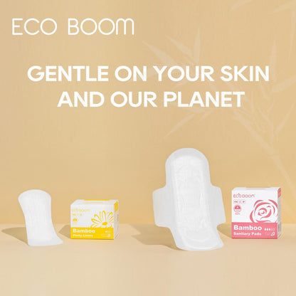 ECO BOOM Biodegradable Bamboo Sanitary Pads, 290mm - Long Size (Pack of 8)