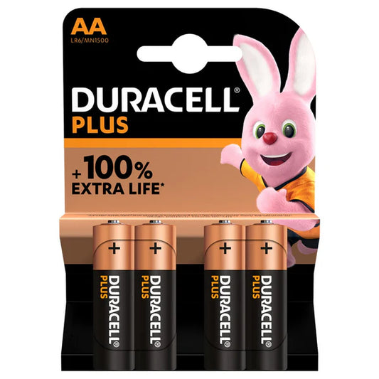 AA Duracell Plus 4  Batteries 100% Power 1.5V Alkaline LR6 MN1500 MICRO