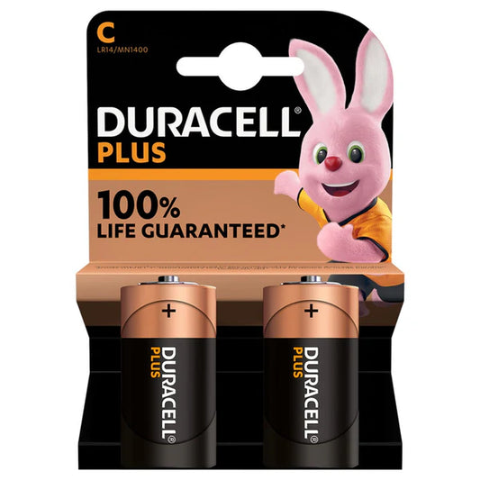 C Size Duracell Plus Power Batteries 100% LIFE GUARANTEED