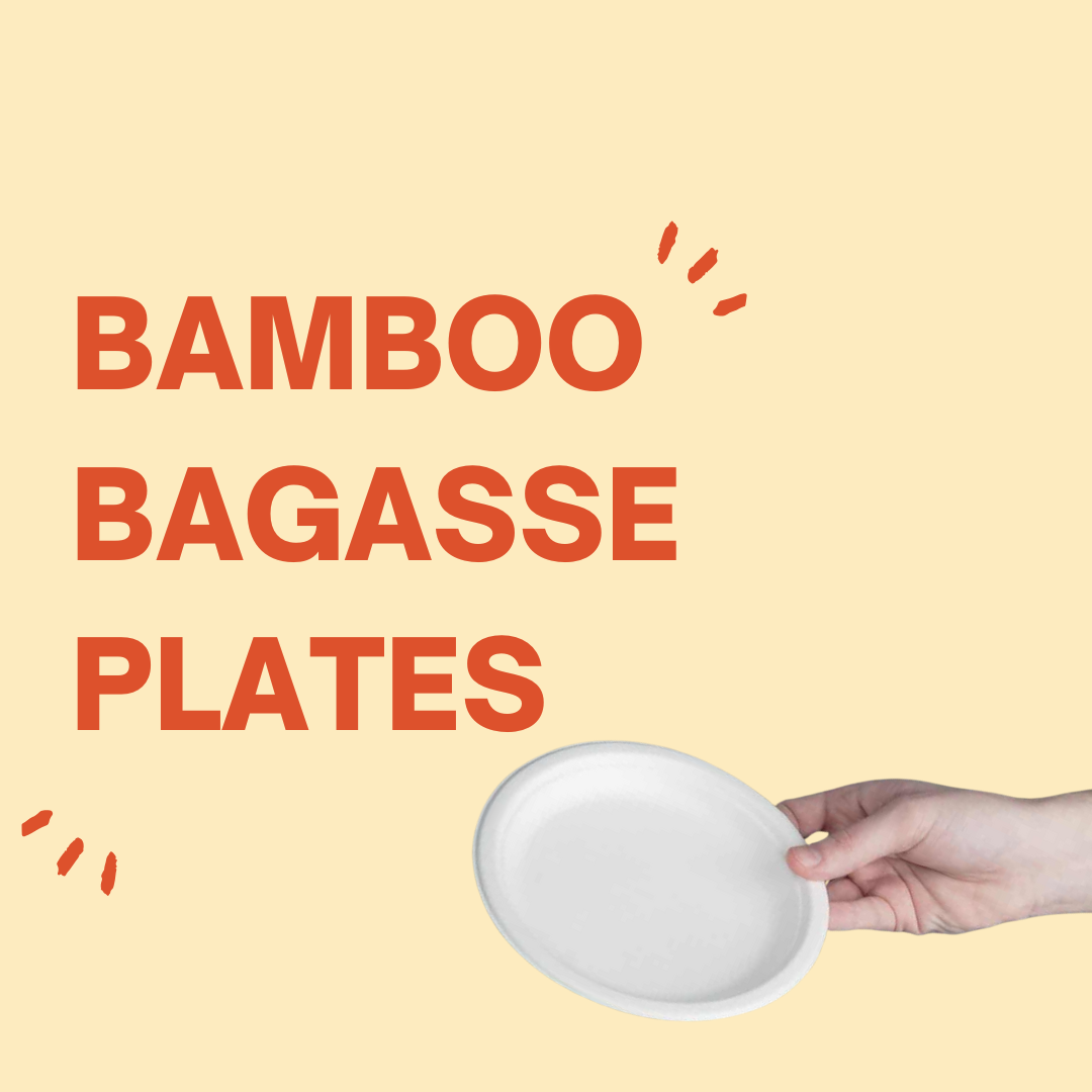 H&Co Round Bamboo Bagasse Plates, 25 Pack, 7 Inch, Biodegradable, Hot or Cold Use