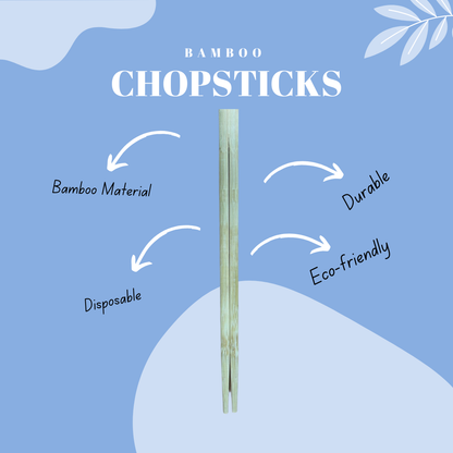 H&Co Bamboo Twin Chopsticks | 100 Pairs | 21 cm | Eco-Friendly | Compostable | Disposable